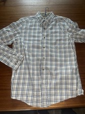 Eddie Bauer Men s S Tan Plaid Dress Shirt Long Sleeve Button Down. 100 Cotton