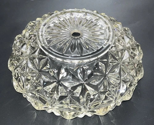 STARBUST CUT GLASS FLUSH MOUNT CELING LIGHT FIXTURE COVER 8” Dia Vtg