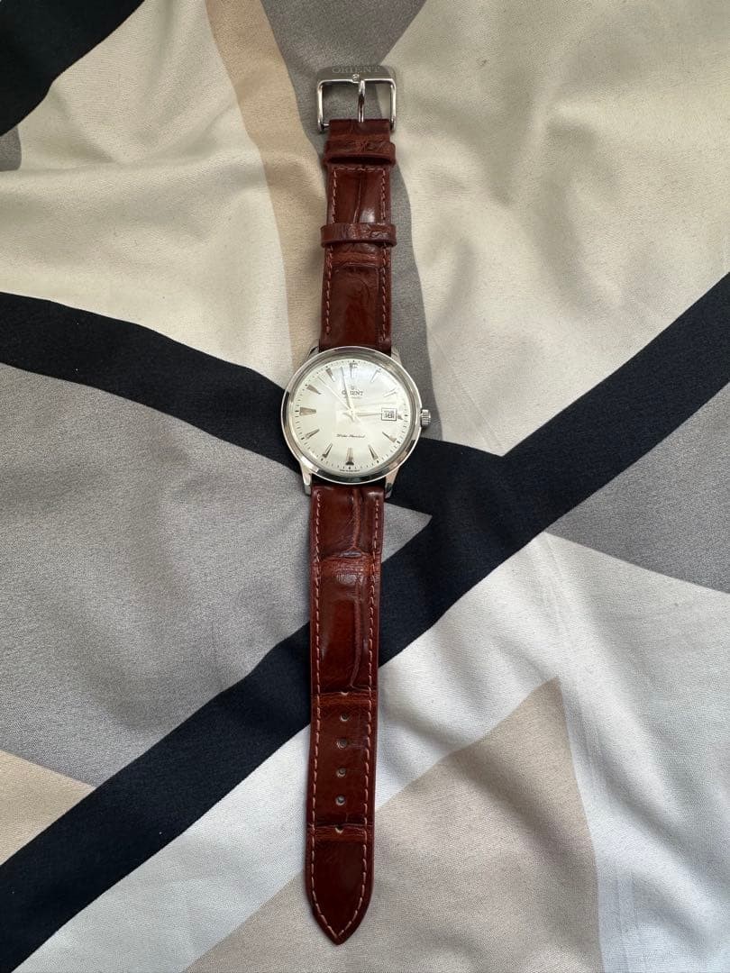 Orient Automatic Wristwatch Silver Brown Leather … - image 3