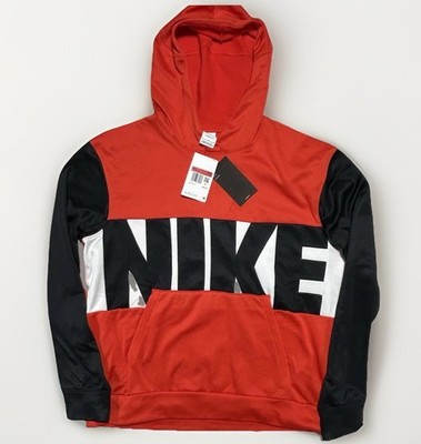 Nike Therma-FIT Men s Hoodie Large Red Kangaroo Pocket Loose Fit Pullover
