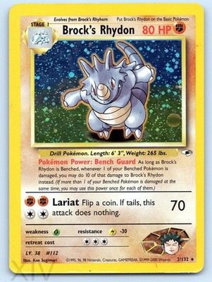 Brock's Rhydon 2/132 Pokemon Gym Heroes Unlimited Holo Rare