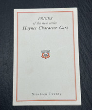 1920 HAYNES CHARACTER CARS PRICE SHEET BROCHURE - AMERICA'S FIRST CAR FP392