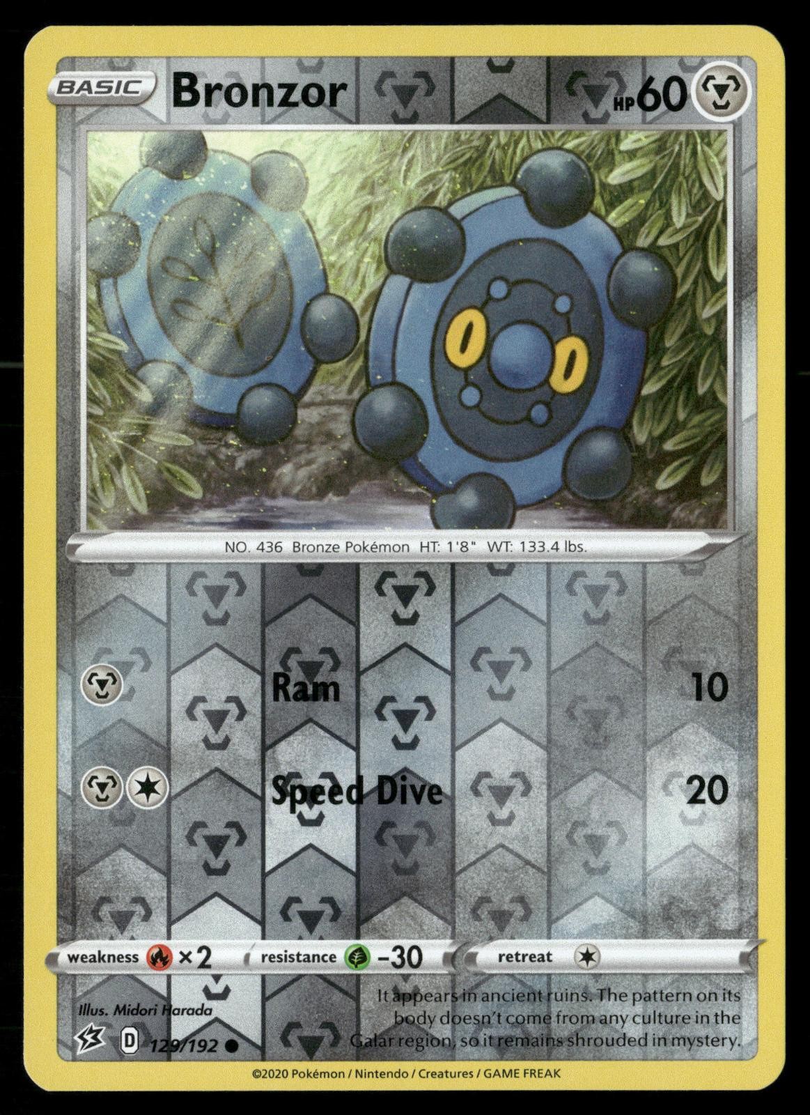 Bronzor 129/192 Common Rebel Clash Pokemon Reverse Holo NM