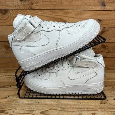 Nike Turnschuhe Damen Größe UK 5,5 Air Force 1 Mid Weiß Leder Schuhe GS AF1