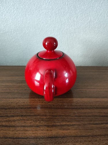Mid Century Red Ceramic Tea Pot No Damage Rare - Picture 2 of 8
