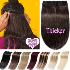 100% Best Weft One Piece Clip in Real Remy Human Hair Extensions Invisible 120G+