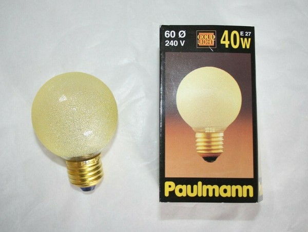 1Xpaulmann Globelampe ⦰60Mm E27 40W Eiskristall Bernstein(Gold)RaritÄT-Kein Led!-image