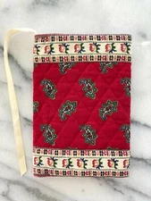 Vintage Vera Bradley Indiana Tag Quilted Paperback Book Mark Cover Red RARE!