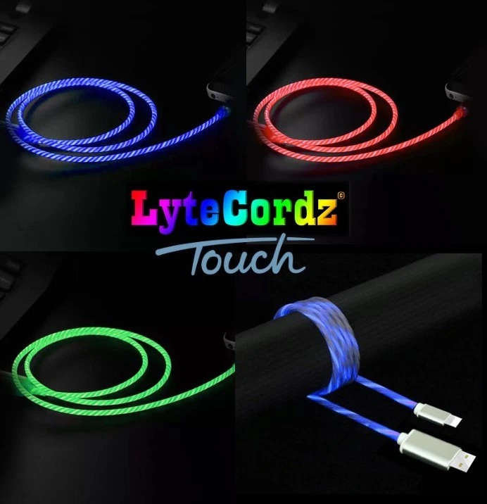 Light Up LED TOUCH SENSITIVE Flowing Charging Charger Cord - All Phones - Image 2 of 4