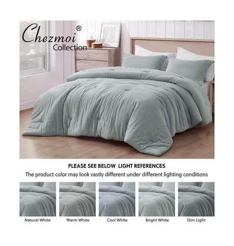 Chezmoi Collection Breeze 3-Piece 100% Cotton Muslin King Comforter Set, Ligh... - Picture 5 of 9