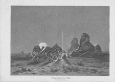 Neujahrsnacht Wüste Nomaden Lager Sphinx HOLZSTICH von 1905 Ägypten Egypt