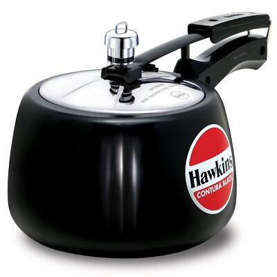 New Hawkins Contura Black Hard Anodised Pressure Cooker, Ltr