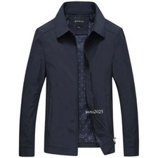 Spring Autumn Jacket Men Business Casual Coat Stand Collar Windproof Outwear Top