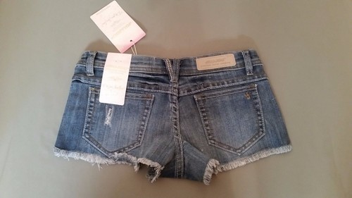 New DENIM JEAN SHORTS WITH PEARL RHINESTONES~Premium Denim Collection by jou jou - Picture 2 of 4