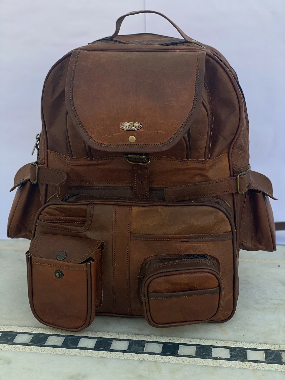 Hombre Grande Cuero Auténtico Mochila Portátil Bolsa de Viaje Mejor Regalo para