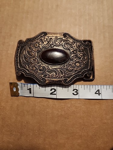 Vintage Brass Flower Belt Buckle Stone - Picture 9 of 9