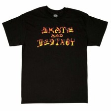 Thrasher Magazine SKATE AND DESTROY BBQ LOGO Skateboard T Shirt BLACK