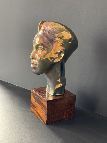 Grande céramique tête indochinois grès flammé Art Déco Indochine 1930 - 1940 - Photo 1/21