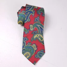 Lauren Ralph Lauren Tie Paisley Red Green Blue Classic Style Retro Vibes