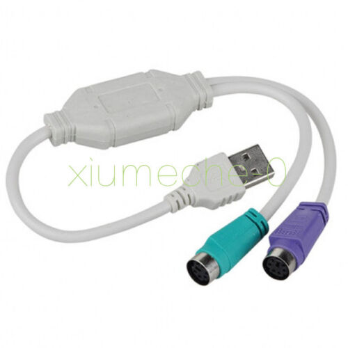 Dual PS2 Female to USB Male Converter Adaptor Cable F/M for Mouse Keyboard - Picture 1 of 4