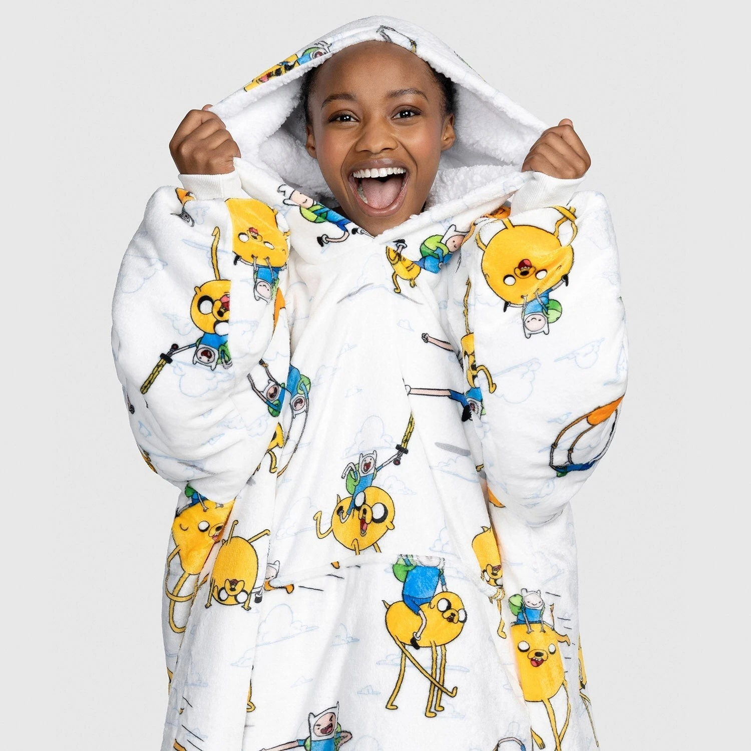Adventure Time Oversized Blanket Hoodie Sherpa Fleece One Size