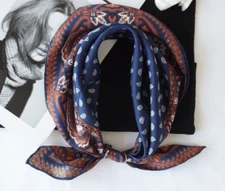100% twill Silk 20" Square Scarf Women man neckerchief Wrap orange blue SC20-D