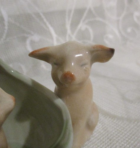 Antique German Pink Pig Fairing 2 Pigs With Basket - Picture 7 of 9