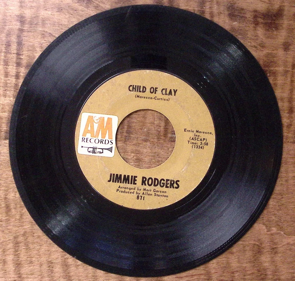 JIMMIE RODGERS CHILD OF CLAY/TURNAROUND A & M RECORDS VINYL 45 53-20 - Image 3 of 3