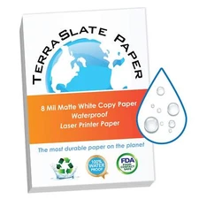 TerraSlate Copy Paper Waterproof Laser Printer Rain Weatherproof 8 MIL 8.5x11...