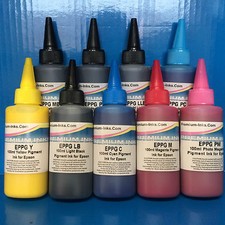 9 100ml PIGMENT PRINTER INK REFILL BOTTLES FITS EPSON STYLUS PHOTO R2400 R 2400