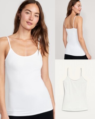 Old Navy Women s First-Layer Fitted Cami Tank Top Bright White Size 2X 4X (Plus)