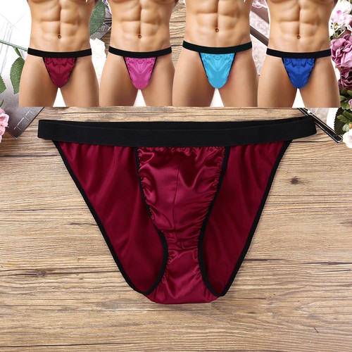 Sexy Men's Shiny Satin Panties High Cut 
