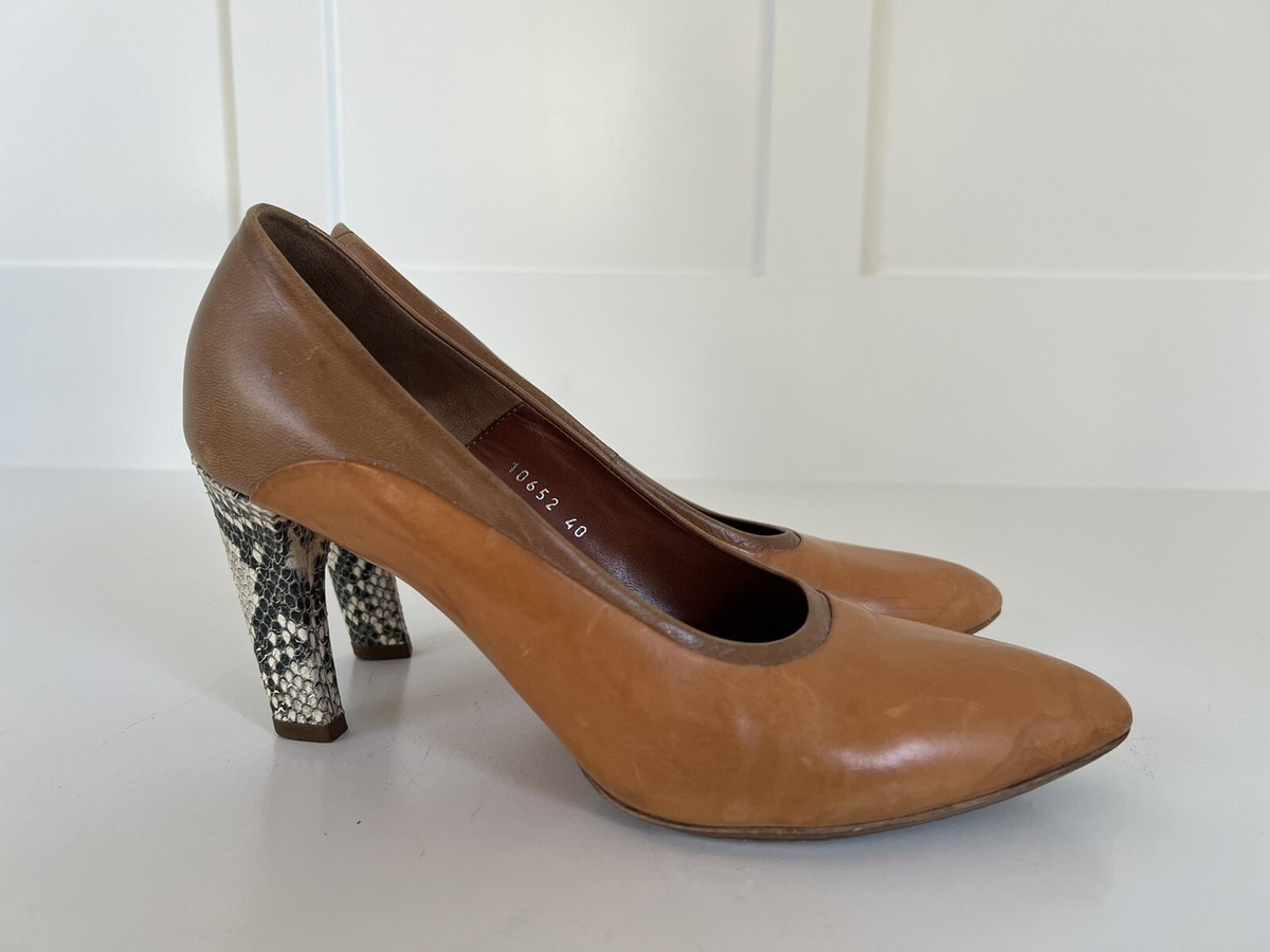 dries van noten shoes 40 womens heels pumps leather camel snake US