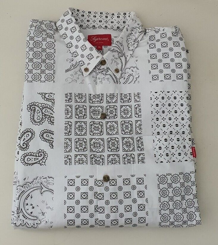 SS20 Supreme Paisley Grid shirt white size XL button up | eBay