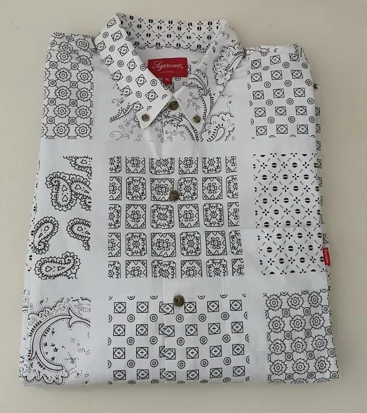 新品未使用 Supreme Paisley Grid Shirt White