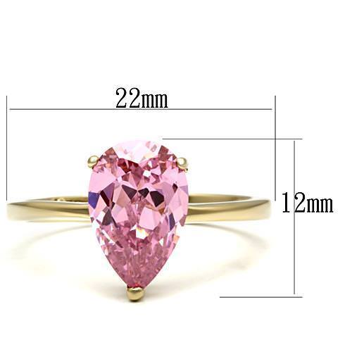 Rosa Birne Ring Gold Damen CZ Zirkonia 18kt Stahl 3 Karat Saphir 1508 - Bild 2 von 4