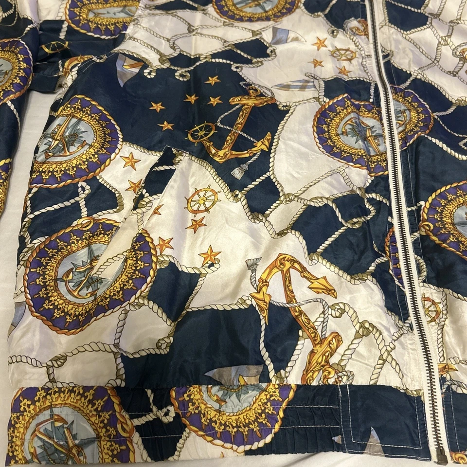 Chaqueta East West Silks Estampado Náutico Mujer Talla L Seda Glamour Retro Nueva Sin Etiqueta Foto 4 de 4