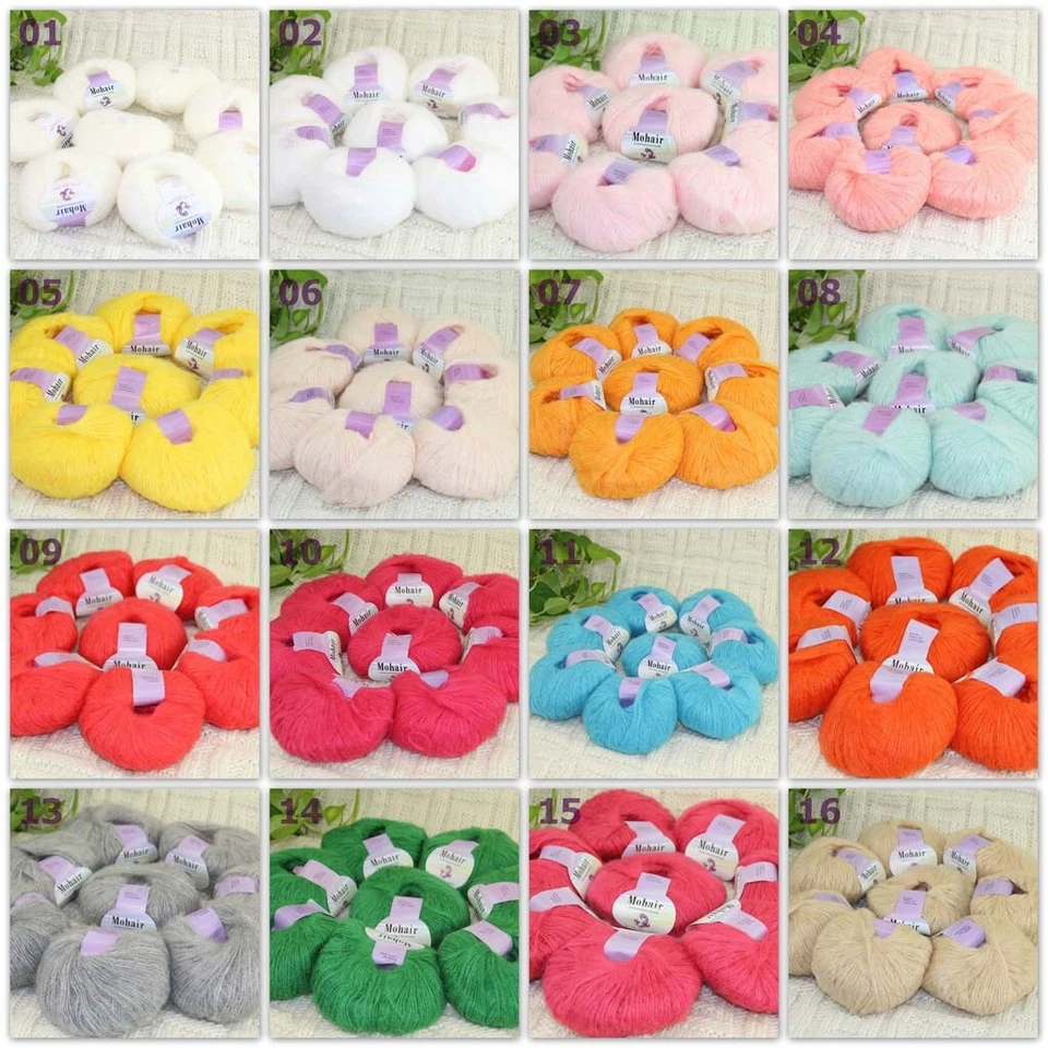 Sale New 8BallsX25g Luxury Soft Mohair Warm Wrap Shawl Hand Knit Crochet Yarn - Image 2 of 4