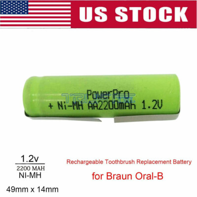 Rechargeable Toothbrush Replacement Battery for Braun Oral-B 49mmx14mm Ni-MH @US