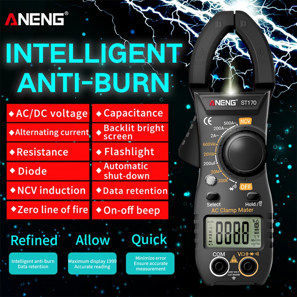Digital Multimeter NCV Volt Amp Ohm Meter Clamp Meter for Electrical