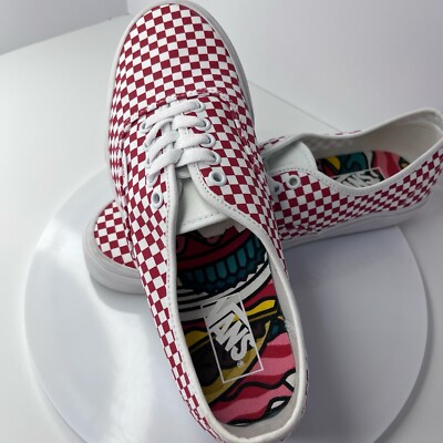 VANS Athletic Shoe Men s Sz 9.5 Women Sz 11 Red/White Small Check, New No Box