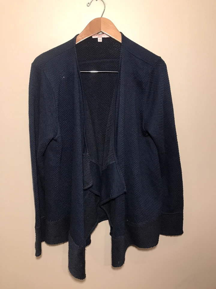 Cárdigan Suéter Calypso St. Bart Frente Abierto Drapeado Grande Asimétrico Azul Foto 2 de 4