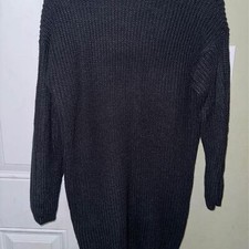 Lulus Backless Knit Mini Sweater Dress in Black Oversized Small