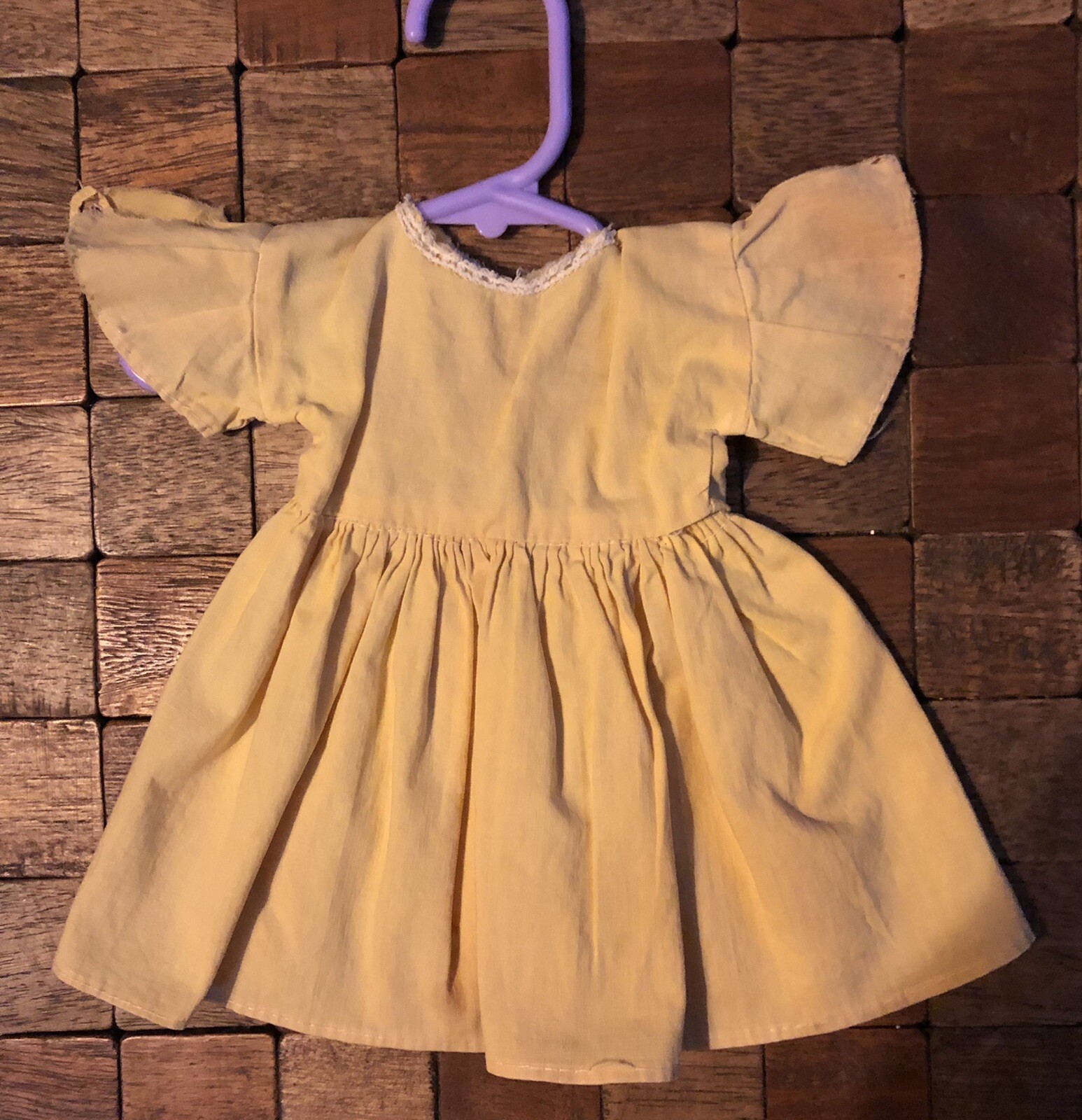 Vintage Handmade Yellow Doll Dress eBay