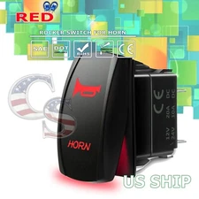 Red Laser Etched LED Horn 12V 20A 10A 5pin Rocker Toggle Switch Car Boat Truck