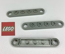 3 x Lego Vintage Technic Plates 1 x 6 Toothed Ends 4262 - Old Light Grey - 5C