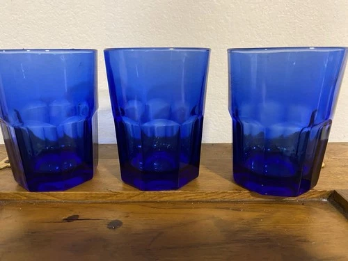 Lot Of 4 Cobalt Blue Tumblers by Libbey 4” Tall