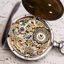 cal. TIXIER Fleurier Chinese Market DUPLEX Antique Silver Pocket Watch -working