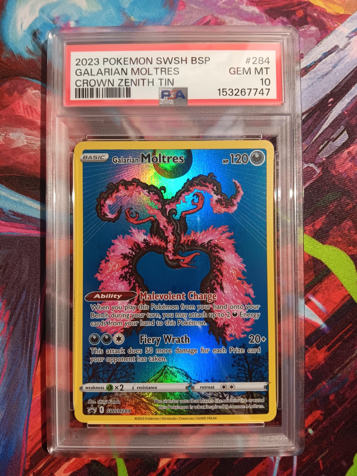 PSA 10 Galarian Moltres SWSH284 Crown Zenith Tin Swsh Black Star Promo Pokemon