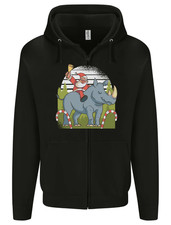 A Christmas Rhino With Santa Xmas Mens Zip Up Hoodie